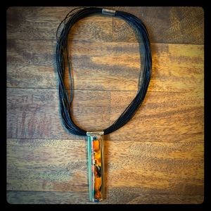 Leather and amber necklace